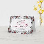 Holly Berry Rustic kerstgroet Kaart (Gele Bloem)