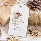 Holly Berry Rustic Simple Christmas Holiday Cadeaulabel