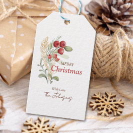 Holly Berry Rustic Simple Christmas Holiday Cadeaulabel
