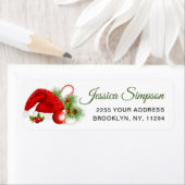 Holly Berry Santa Hat-kerstterugzendadres Etiket (Insitu)