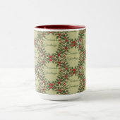 Holly Berry Siergruizen Kerstgroet Mok (Midden)