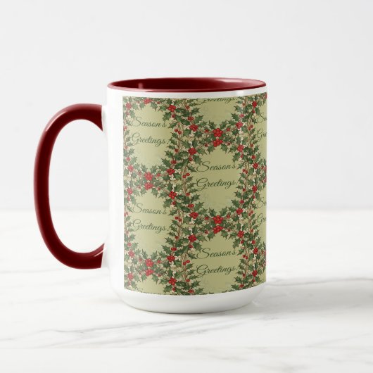 Holly Berry Siergruizen Kerstgroet Mok (Links)