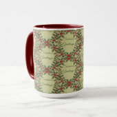 Holly Berry Siergruizen Kerstgroet Mok (Voorkant links)