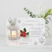 Holly Berry,Sneeuwvlokken,Sterren, Zakelijk Feest Kaart (Staand voorkant)