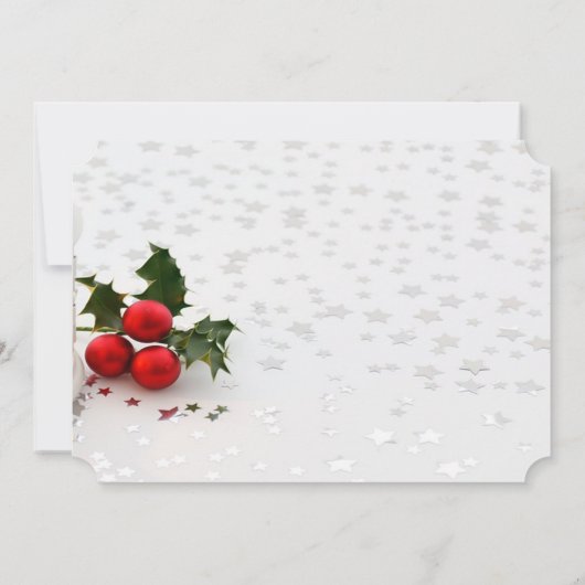 Holly Berry,Sneeuwvlokken,Sterren, Zakelijk Feest Kaart (Achterkant)