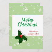 Holly berry Snowflakes  kerst Feestdagenkaart (Voorkant / Achterkant)