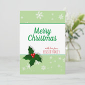 Holly berry Snowflakes  kerst Feestdagenkaart (Staand voorkant)