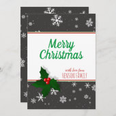 Holly berry Snowflakes  kerst Feestdagenkaart (Voorkant / Achterkant)