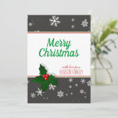 Holly berry Snowflakes  kerst Feestdagenkaart (Staand voorkant)