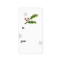 Holly Berry Sprig Gift Label