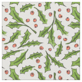 Holly Berry Sprig Pattern Stof (Close Up)