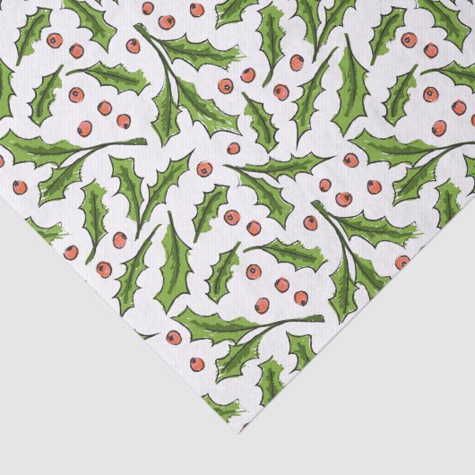 Holly Berry Sprig Pattern Tissuepapier (Detail)