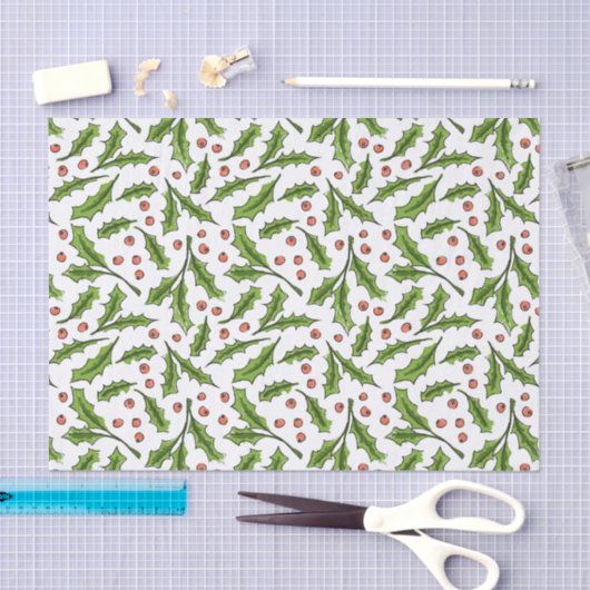 Holly Berry Sprig Pattern Tissuepapier (Craft)