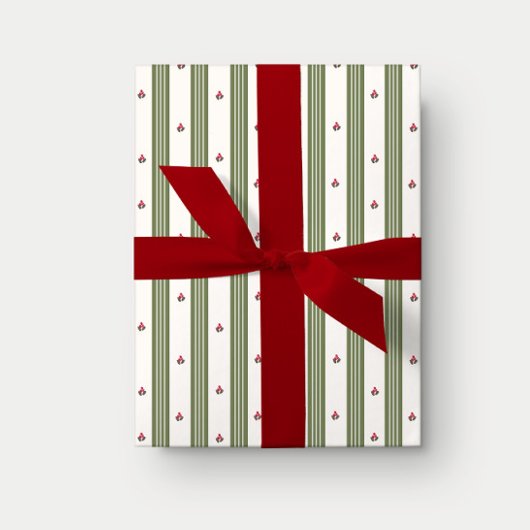 Holly Berry Stripe Wrapping Paper Cadeaupapier
