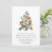 Holly Berry Tree CHRISTMAS HOLIDAY BRUNCH Kaart (Staand voorkant)
