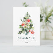 Holly Berry Tree kerstfeest feestdag Bedankkaart (Staand voorkant)