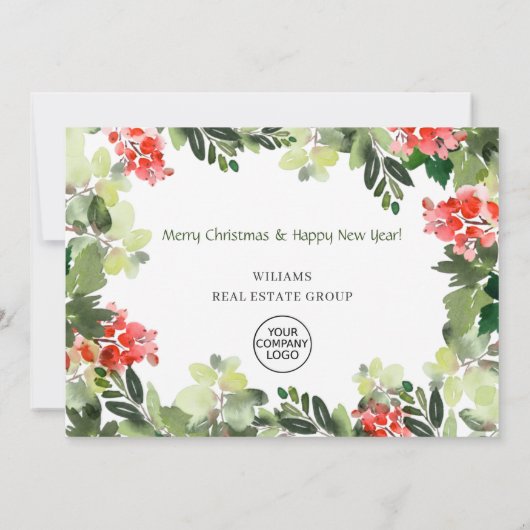 Holly Berry Tree kerstfeest feestdag Bedankkaart (Achterkant)