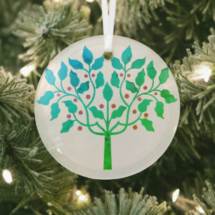 Holly berry tree ontwerp op een glazen ornament