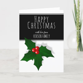 Holly Berry Tree Plant Happy Kerstmis Feestdagen Kaart