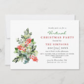 Holly Berry Tree Virtual CHRISTMAS HOLIDAY Party Kaart (Voorkant)
