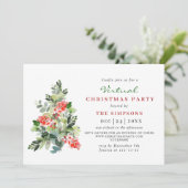 Holly Berry Tree Virtual CHRISTMAS HOLIDAY Party Kaart (Staand voorkant)