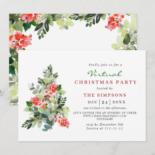 Holly Berry Tree Virtual CHRISTMAS HOLIDAY Party Kaart