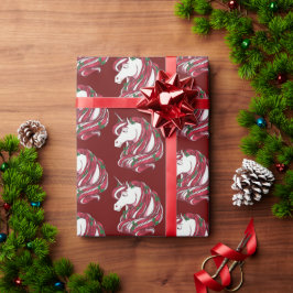 Holly Berry Unicorn Cadeaupapier