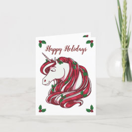 Holly Berry Unicorn Feestdagen Kaart