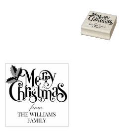 Holly Berry vertakt moderne vrolijke kerst Rubberstempel