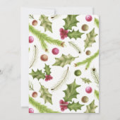 Holly berry vrolijk & helder roze groen script fot feestdagenkaart (Achterkant)