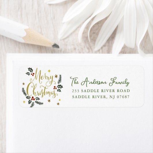 Holly Berry Vrolijk Kerstfeest Etiket (Insitu)