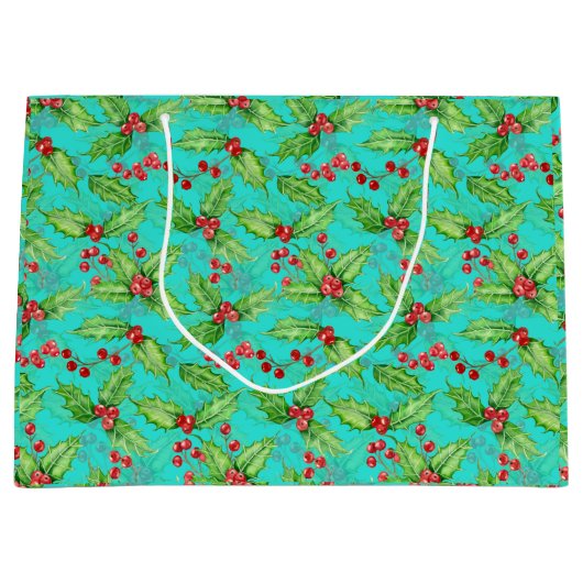 Holly berry waterverf groot cadeauzakje (Voorkant)