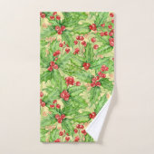 Holly berry waterverf kerst patroon bad handdoek (Handdoek)