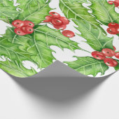Holly berry waterverf kerst patroon cadeaupapier (Hoek)