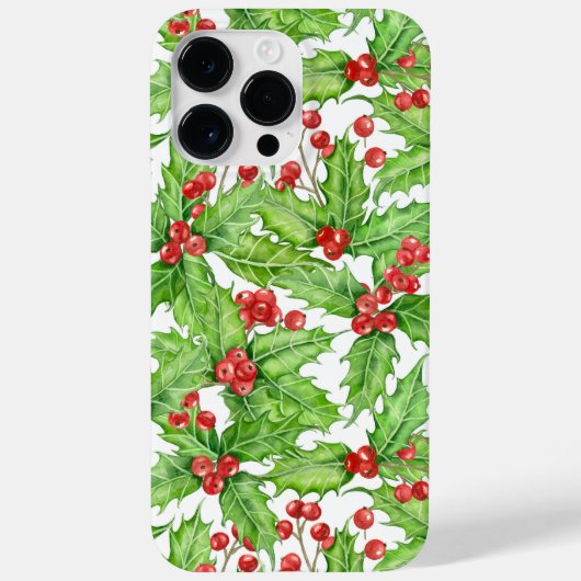 Holly berry waterverf kerst patroon Case-Mate iPhone case (Achterkant)