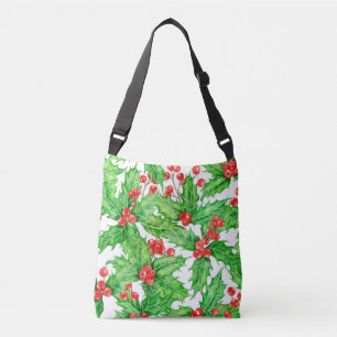 Holly berry waterverf kerst patroon crossbody tas