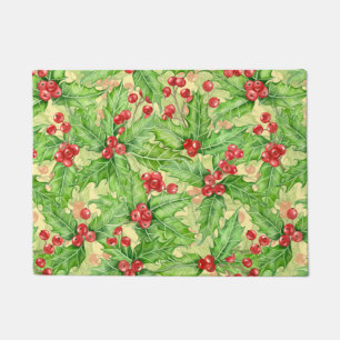 Holly berry waterverf kerst patroon deurmat