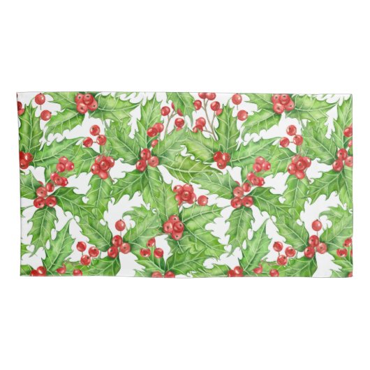 Holly berry waterverf kerst patroon kussensloop (Achterkant-Rechts)