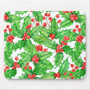 Holly berry waterverf kerst patroon muismat