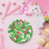Holly berry waterverf kerst patroon papieren bordje (Feest)