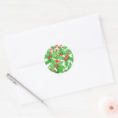 Holly berry waterverf kerst patroon ronde sticker (Envelop)