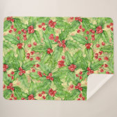 Holly berry waterverf kerst patroon sherpa deken (Voorkant (horizontaal))