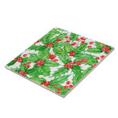 Holly berry waterverf kerst patroon tegeltje (Zijkant)