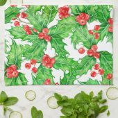 Holly berry waterverf kerst patroon theedoek (Gevouwen)