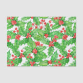 Holly berry waterverf kerst patroon tissuepapier (Voorkant)