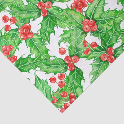 Holly berry waterverf kerst patroon tissuepapier (Detail)