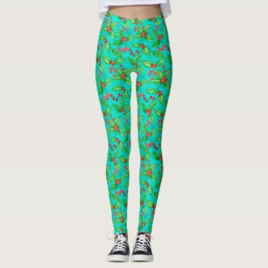 Holly berry waterverf leggings (Voorkant)