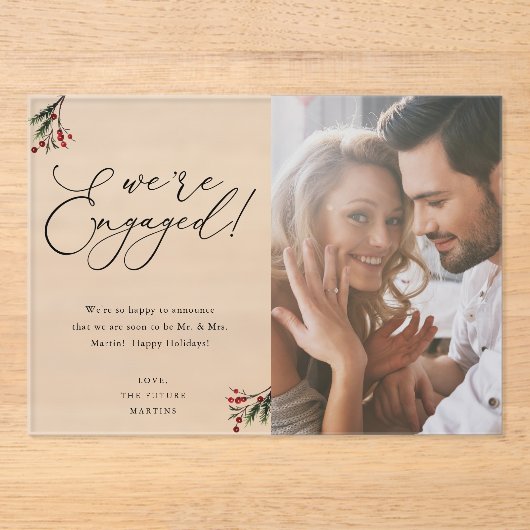 Holly Berry We zijn 1 Foto Holiday Acryl Uitnodigingen (Voorkant)