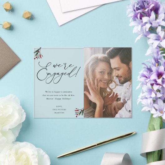 Holly Berry We zijn 1 Foto Holiday Acryl Uitnodigingen (Insitu (Huwelijk))