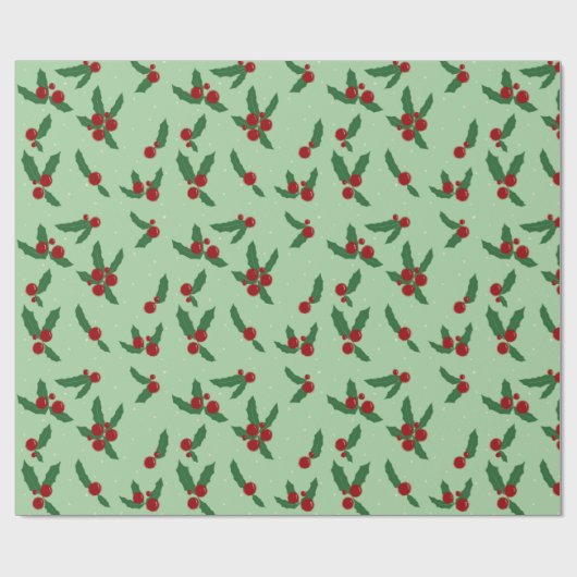 Holly Berry Wrapping Paper Cadeaupapier (Vlak)